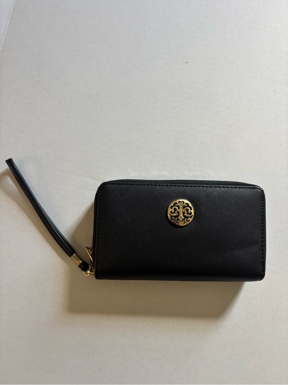 Women’s Black Wristlet Wallet with Gold Accent